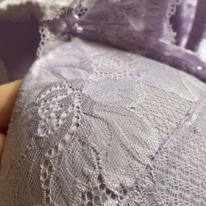 Savage X Fenty Purple Fairy Dust Lace Wireless Halter Bra Size L